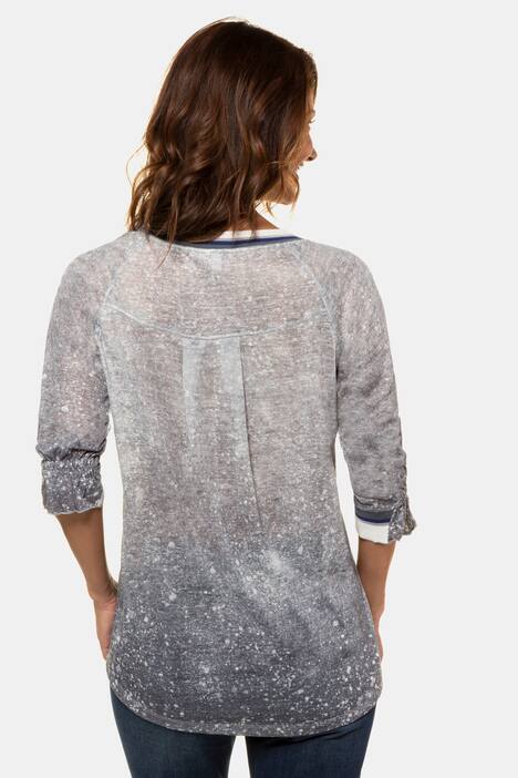 Shirt, verzierter Schriftzug, Streifenbündchen, 3/4-Arm