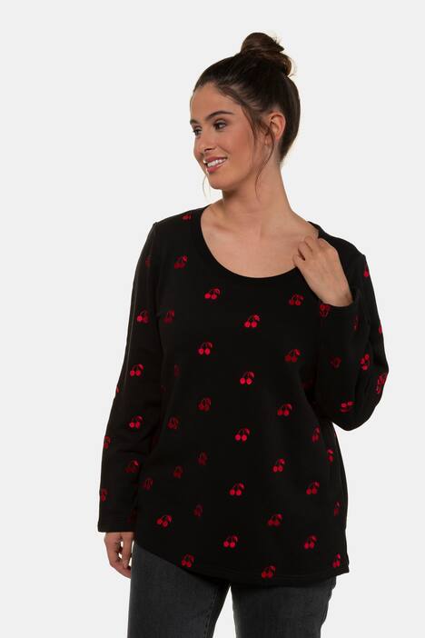 Sweatshirt, Kirsch-Stickerei, Regular, Fleeceinnenseite