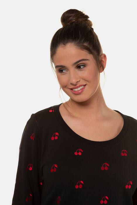 Sweatshirt, Kirsch-Stickerei, Regular, Fleeceinnenseite