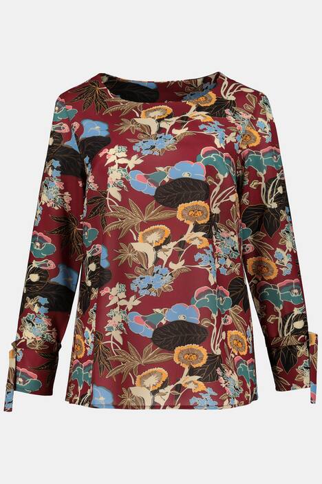 Bluse, geblümt, Statement-Ärmel