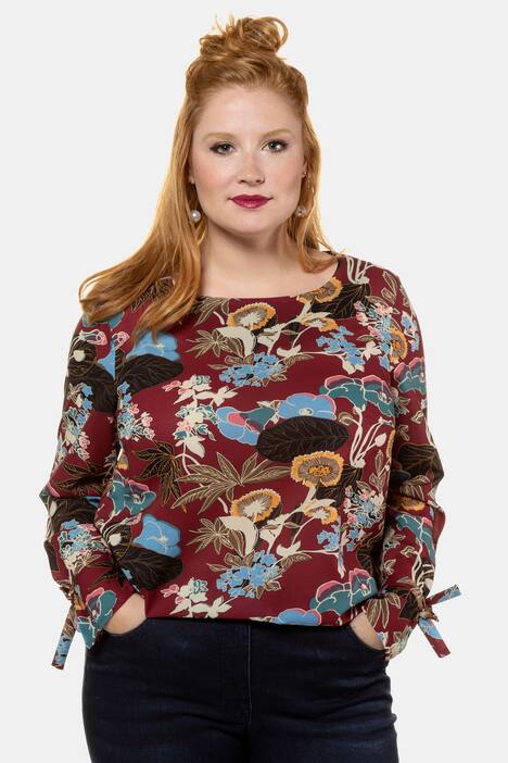 Bluse, geblümt, Statement-Ärmel