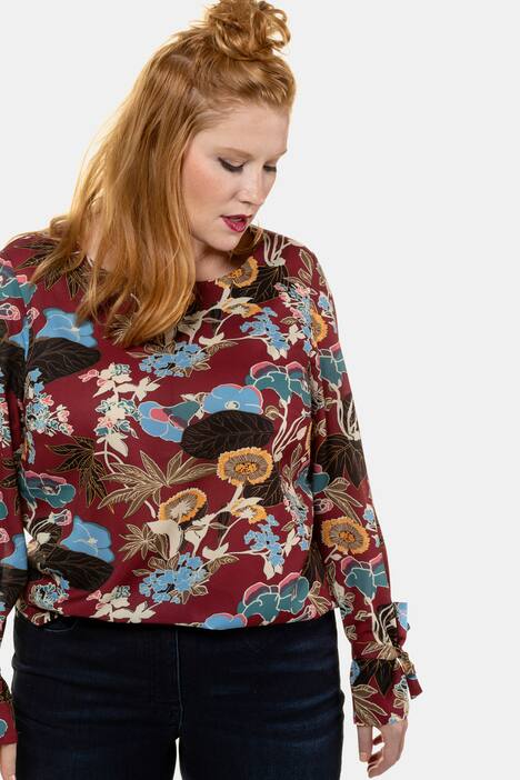 Bluse, geblümt, Statement-Ärmel