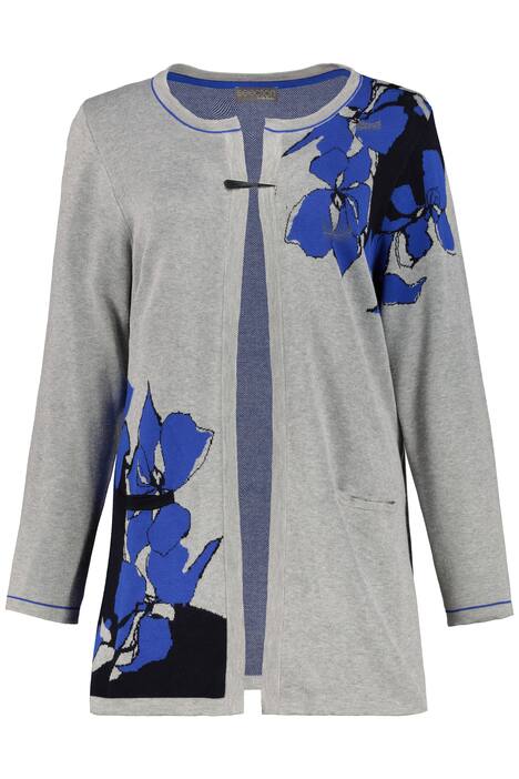 Vest, lang open model, jacquard bloemen