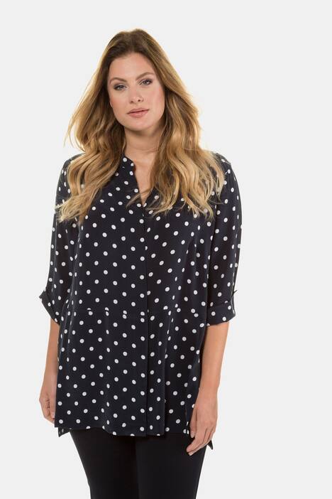 Bluse, Tupfendesign, Cupromix, hinten länger, selection