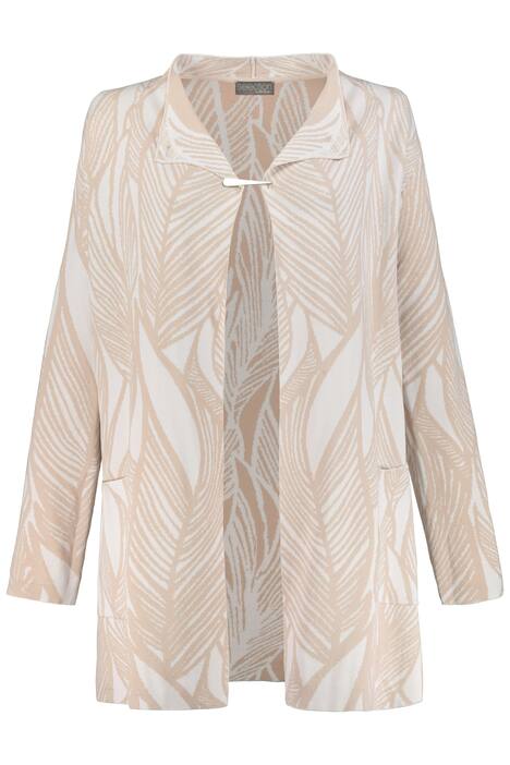 Jacquard Leaf Pattern Knit Cardigan Sweater
