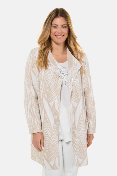 Jacquard-Cardigan, XL-Blattmuster, Ziernadel, selection