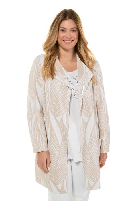 Jacquard Leaf Pattern Knit Cardigan Sweater