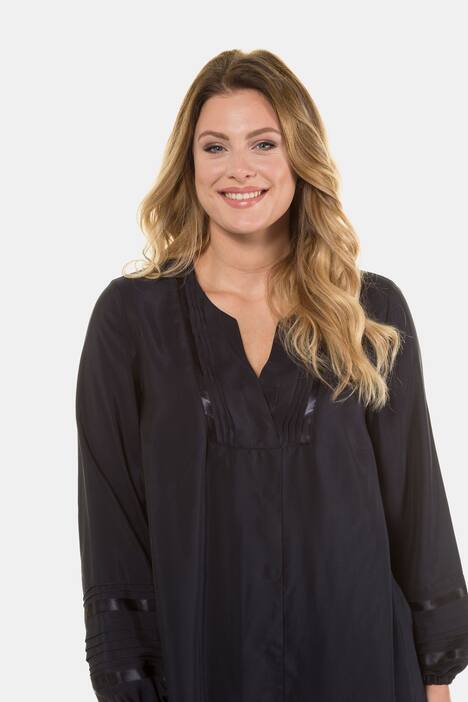 Longbluse, Zierfalten, Satineinsätze, selection