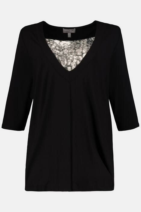 Shirt, Zierfalte, A-Linie, Mustereinsatz, selection