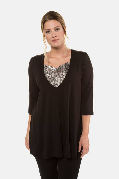 Shirt, Zierfalte, A-Linie, Mustereinsatz, selection