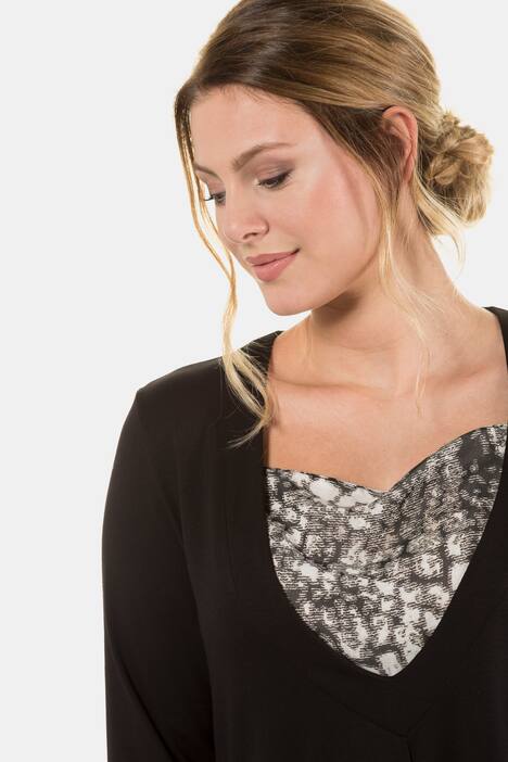 Shirt, Zierfalte, A-Linie, Mustereinsatz, selection