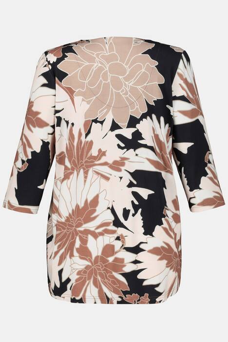 Shirt, XL-Blütendesign, A-Linie, Zierfalte, 3/4-Arm, selection