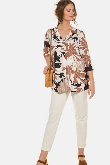 Shirt, XL-Blütendesign, A-Linie, Zierfalte, 3/4-Arm, selection