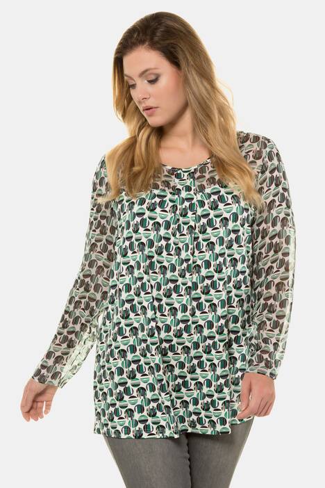 Shirt, Punkte, Chiffon/Jersey, Langarm, selection