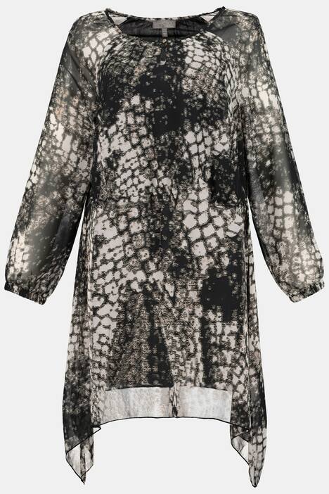 Longbluse, Chiffon, A-Linie, Körperfutter, selection