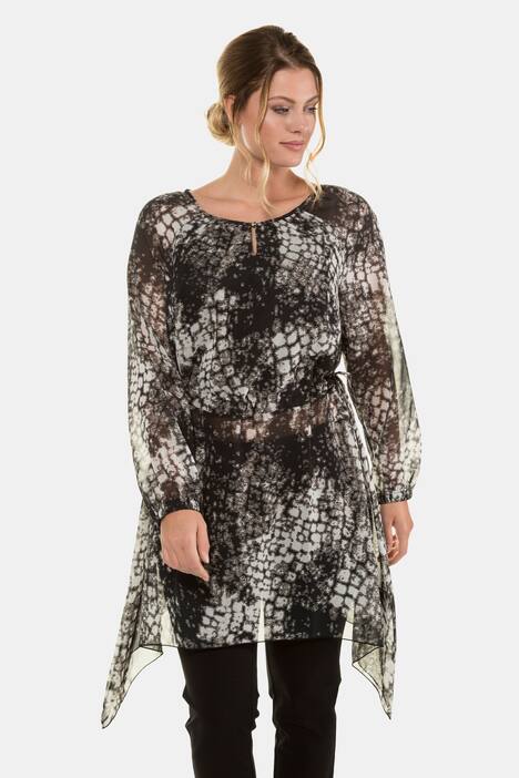 Longbluse, Chiffon, A-Linie, Körperfutter, selection
