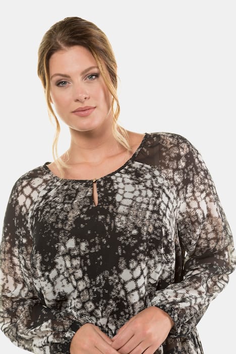 Longbluse, Chiffon, A-Linie, Körperfutter, selection