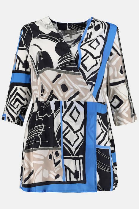Pop Art Surplice Wrap Front Blouse