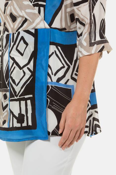 Pop Art Surplice Wrap Front Blouse