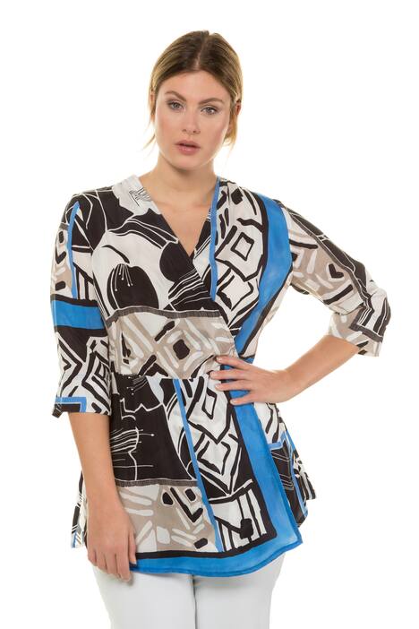 Pop Art Surplice Wrap Front Blouse