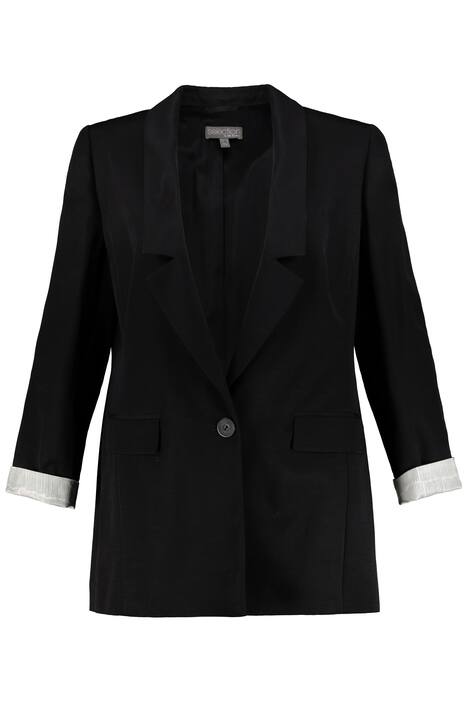 Long Lapel Button Front Lined Blazer