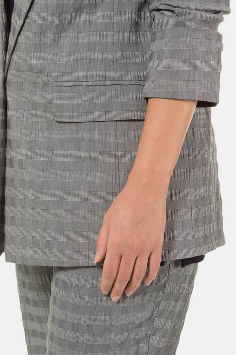 Crinkle Texture Glen Check Plaid Stretch Lined Blazer