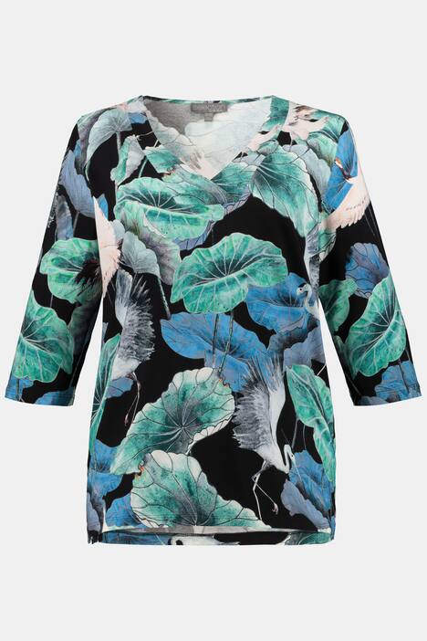Shirt, Kranich-Design, Classic, V-Ausschnitt, selection