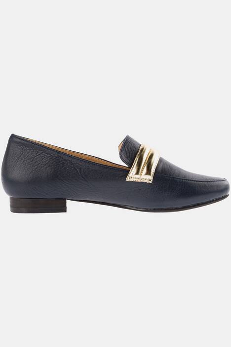 Ballerinas, goldene Zierspange, Leder, Weite H