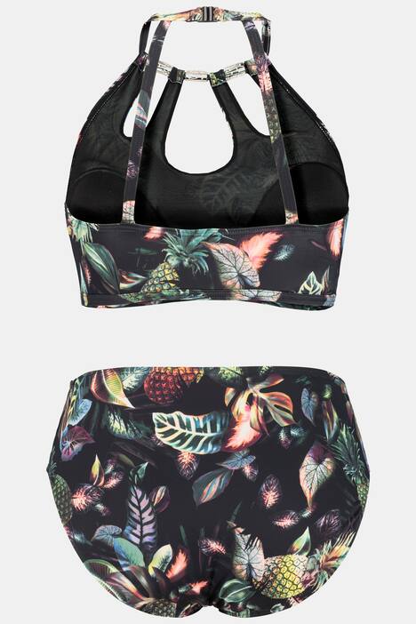 Bikini, Ananasmotiv, Metallic-Dekore, Neckholder