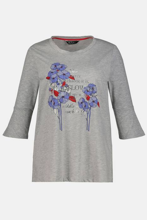 Shirt, Blütenmotiv, A-Linie, Volantärmel