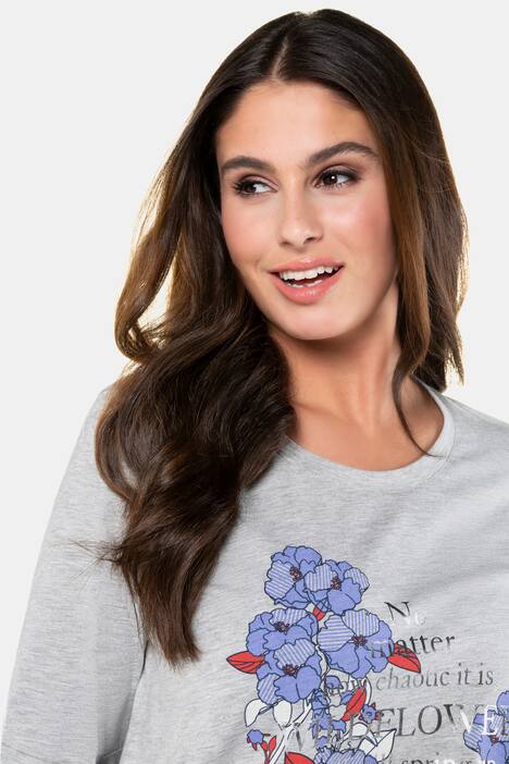 Shirt, Blütenmotiv, A-Linie, Volantärmel