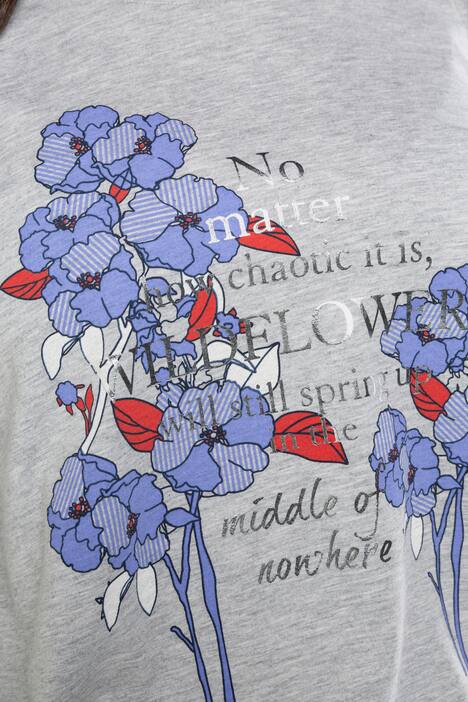 Shirt, Blütenmotiv, A-Linie, Volantärmel