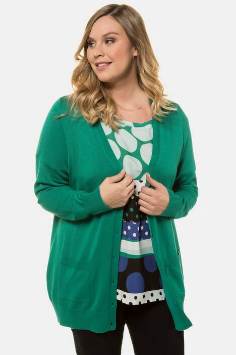 Cardigan, elastischer Feinstrick, längere Form