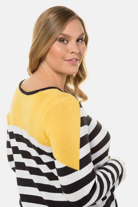Pullover, Streifen, Classic, gelber Farbakzent