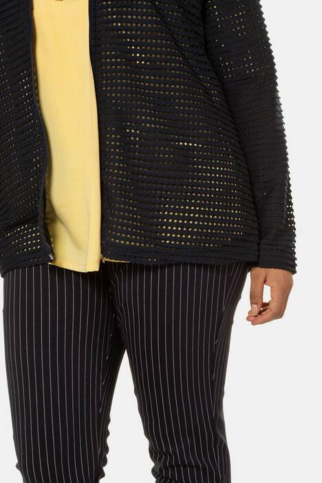 Blouson, Mesh-Feinstrick, längere Form, Collegekragen