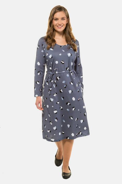 Kleid, Tupfendruck, A-Linie, Gürtel, Biobaumwolle
