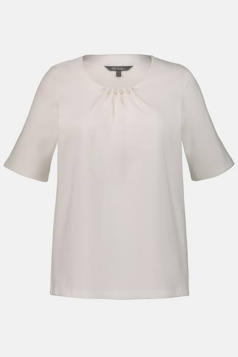 T-Shirt, Perlen-Ausschnitt, Classic, Zierfalten