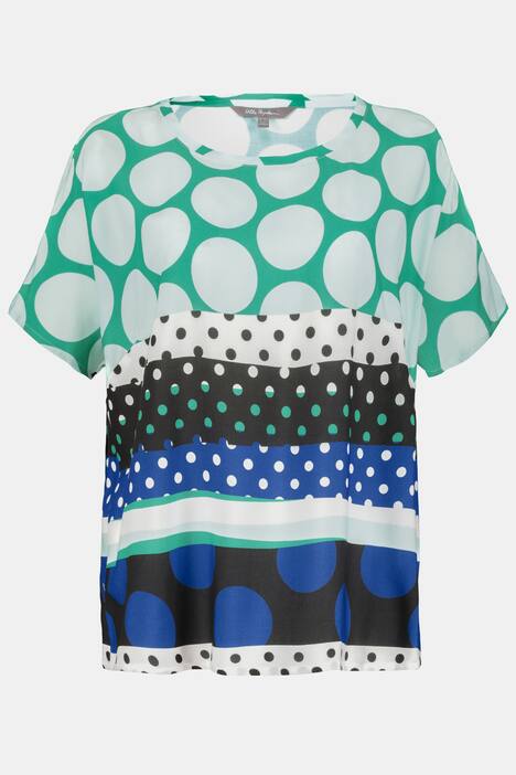 Bluse, Punktemix, Oversized, Halbarm