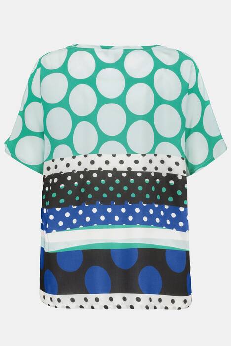 Bluse, Punktemix, Oversized, Halbarm