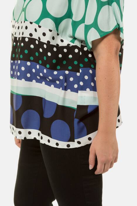 Bluse, Punktemix, Oversized, Halbarm