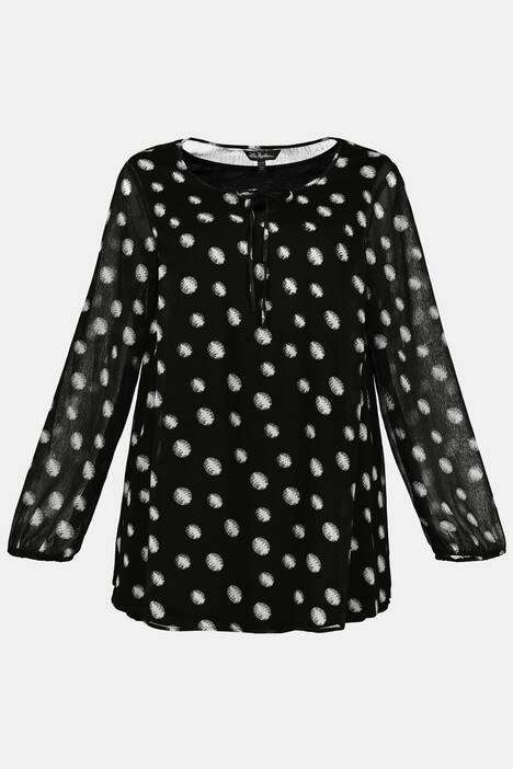Tunika, gepunkteter Chiffon, A-Linie, Jerseytop