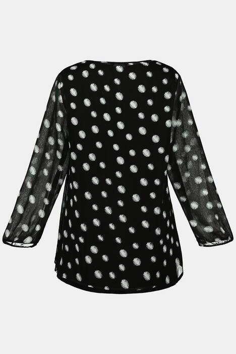 Tunika, gepunkteter Chiffon, A-Linie, Jerseytop