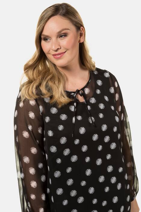 Tunika, gepunkteter Chiffon, A-Linie, Jerseytop