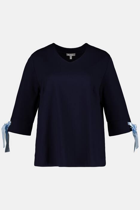 Shirt, Ringel, Classic, Satin-Ärmelschleife, 3/4-Arm
