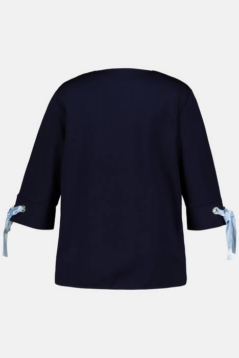 Shirt, Ringel, Classic, Satin-Ärmelschleife, 3/4-Arm