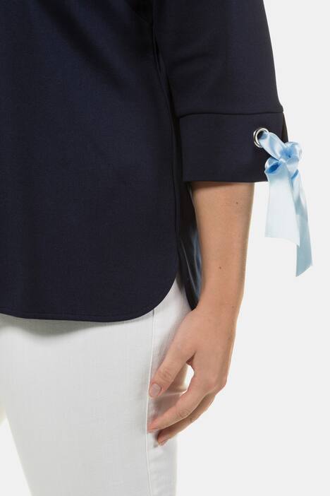 Shirt, Ringel, Classic, Satin-Ärmelschleife, 3/4-Arm
