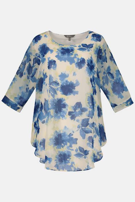 Shirt, Blütenchiffon, Jerseytop, bügelfrei