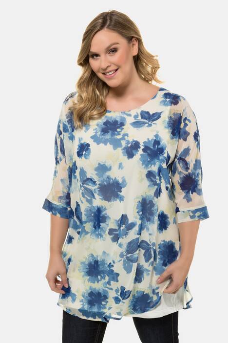 Shirt, Blütenchiffon, Jerseytop, bügelfrei