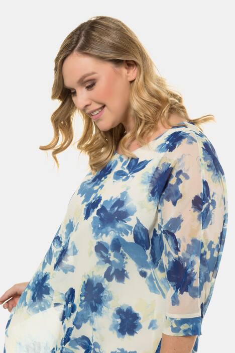 Shirt, Blütenchiffon, Jerseytop, bügelfrei