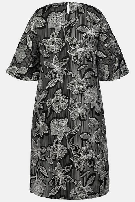 Kleid, Blütenmuster, A-Linie, Flügelärmel